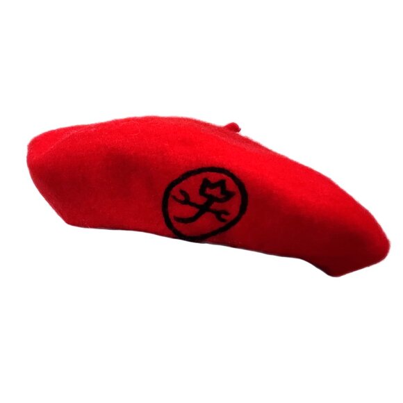 Vintage JCDC Jean-Charles de Castelbajac Red Logo 100% Wool Felt Beret - Picture 3 of 7